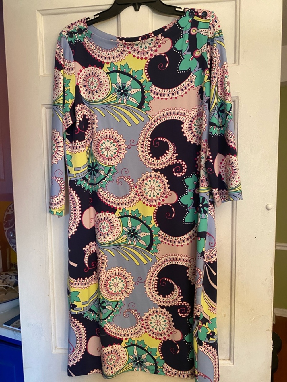 Talbots Multicolor Paisley-Print Long-Sleeve Shift Dress